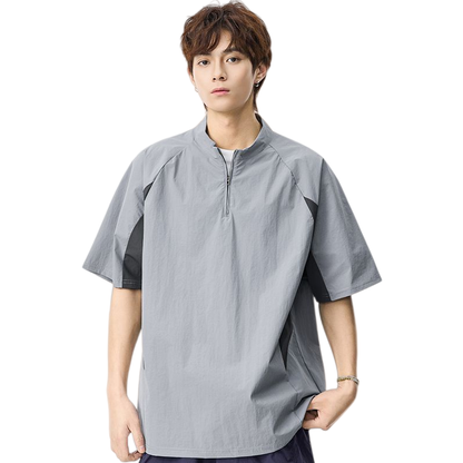 速乾通気素材 軽量 ジップ Tシャツ MO-80105