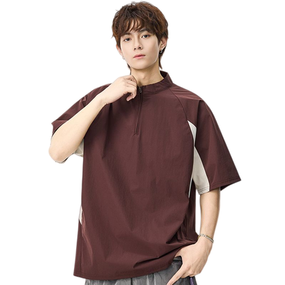 速乾通気素材 軽量 ジップ Tシャツ MO-80105