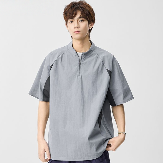 速乾通気素材 軽量 ジップ Tシャツ MO-80105