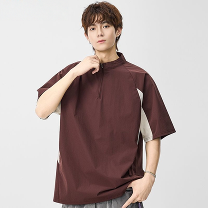 速乾通気素材 軽量 ジップ Tシャツ MO-80105