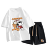 男女兼用 シンプル プリント Tシャツ & ショーツ セットアップ S-13264