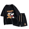男女兼用 シンプル プリント Tシャツ & ショーツ セットアップ S-13264