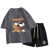 男女兼用 シンプル プリント Tシャツ & ショーツ セットアップ S-13264