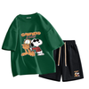 男女兼用 シンプル プリント Tシャツ & ショーツ セットアップ S-13264
