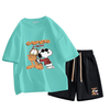男女兼用 シンプル プリント Tシャツ & ショーツ セットアップ S-13264