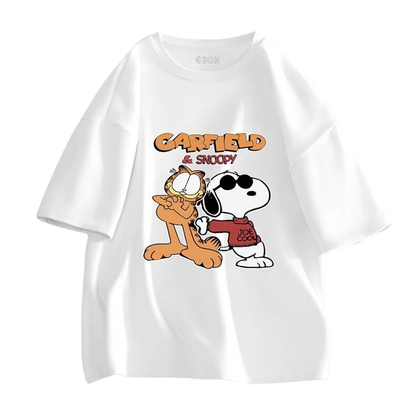男女兼用 シンプル プリント Tシャツ & ショーツ セットアップ S-13264