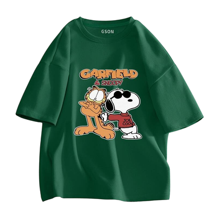 男女兼用 シンプル プリント Tシャツ & ショーツ セットアップ S-13264