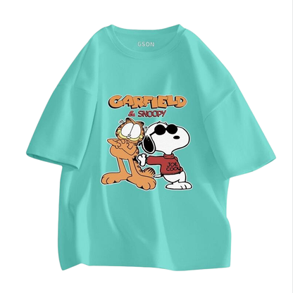 男女兼用 シンプル プリント Tシャツ & ショーツ セットアップ S-13264