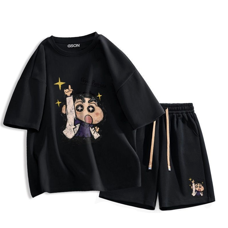 男女兼用 プリント Tシャツ & ショーツ セットアップ S-13266