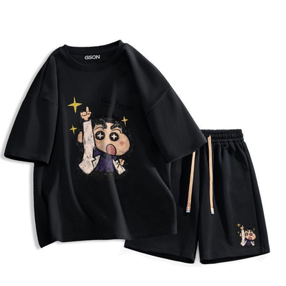 男女兼用 プリント Tシャツ & ショーツ セットアップ S-13266