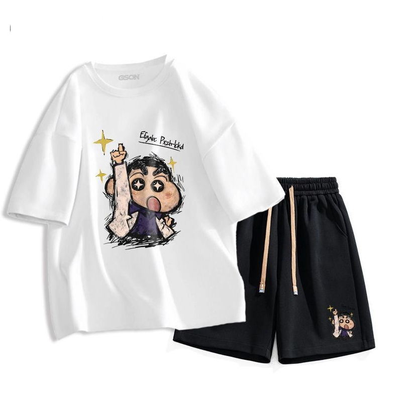 男女兼用 プリント Tシャツ & ショーツ セットアップ S-13266