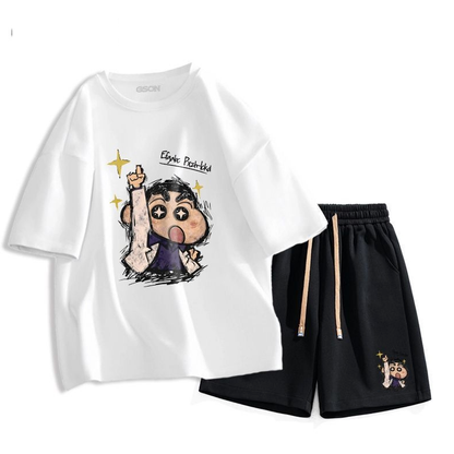 男女兼用 プリント Tシャツ & ショーツ セットアップ S-13266