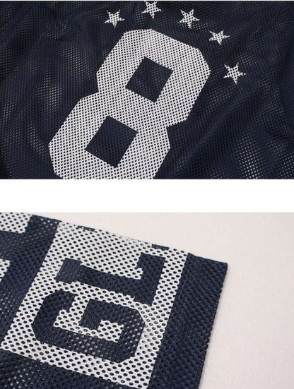 透け感 メッシュ 星柄 プリント Tシャツ S-80003