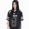 通気メッシュ 袖2本ライン Vネック Tシャツ S-80004