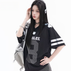 通気メッシュ 袖2本ライン Vネック Tシャツ S-80004
