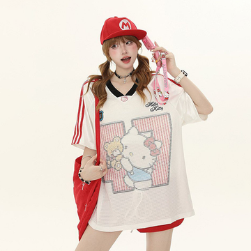 肌触りよい カジュアル ゆったり プリント Tシャツ S-13278