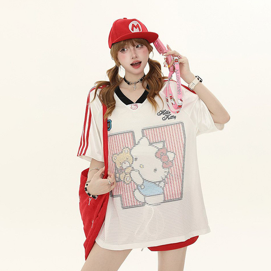 肌触りよい カジュアル ゆったり プリント Tシャツ S-13278