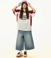 人気トレンド 総柄 ゆったり プリント Tシャツ S-13279