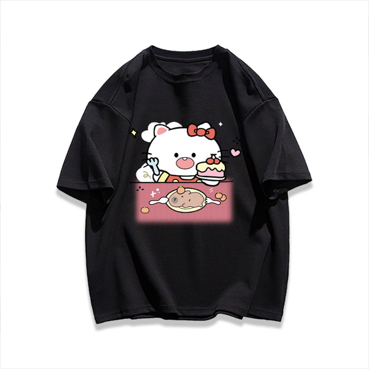 男女兼用 シンプル プリント Tシャツ S-13282