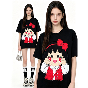 ゆったり ファッション プリント カジュアル Tシャツ S-13297