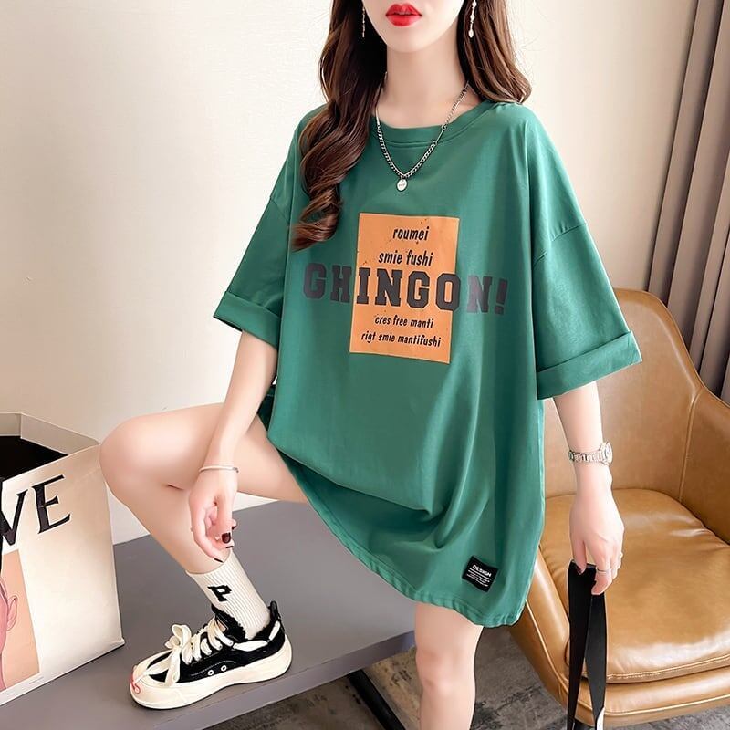 着心地抜群 切り替え 女性力を高める プリント Tシャツ カットソー＜S-3592＞