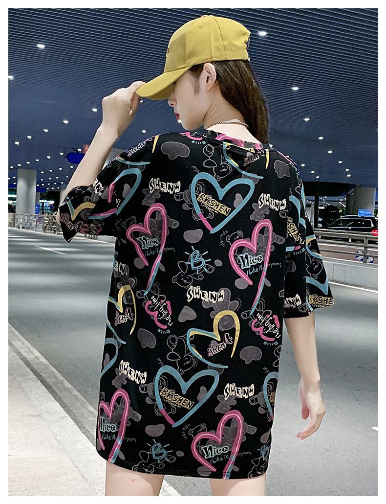 新商品 カジュアル 個性派 プリント ゆったり 半袖Tシャツ＜S-8534＞