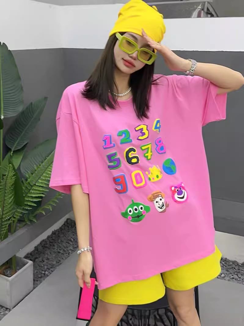 売り切れ必至 プリント三色 個性派 ゆったり 半袖Tシャツ ＜S-8462＞