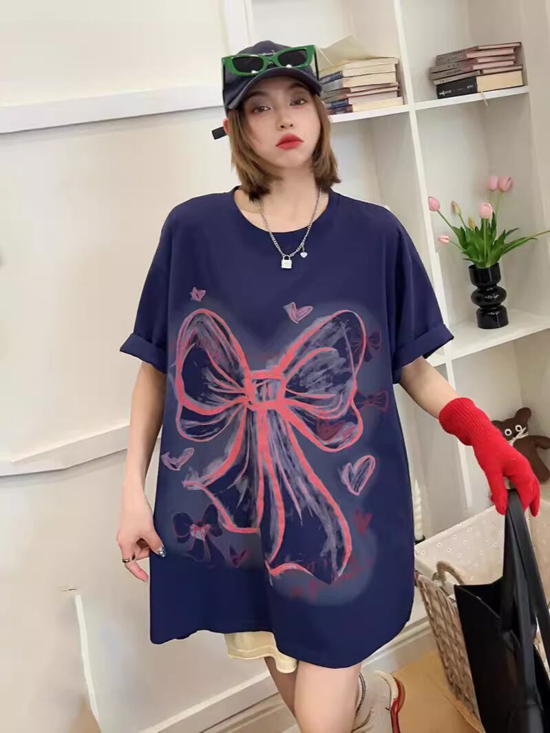 個性的なデザイン プリント ラウンドネック 半袖 Tシャツ カットソー＜S-8273＞