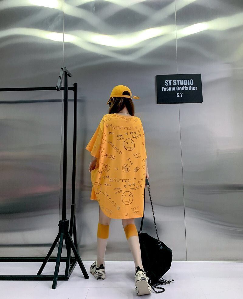 売り切れ必至 ゆったり ファッション感満々 ロング丈 3色半袖Tシャツ＜S-9086＞