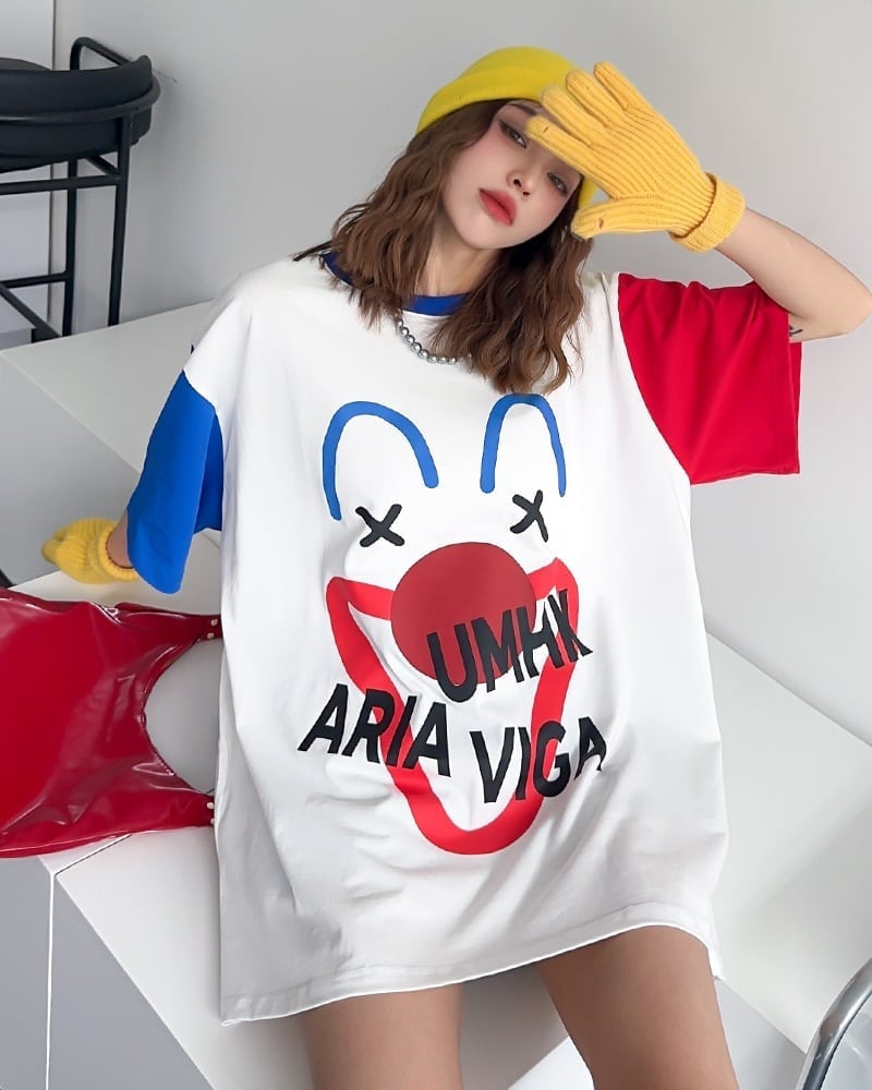 お勧めカラーマッチング ゆったり ビッグロゴ 半袖Tシャツ 全2色＜S-4838＞