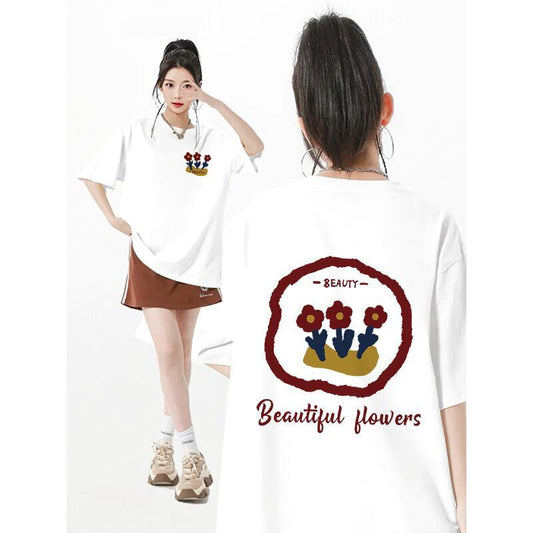 超人気 スウィート カジュアル プリント 全8色 半袖 Tシャツ <S-8939>
