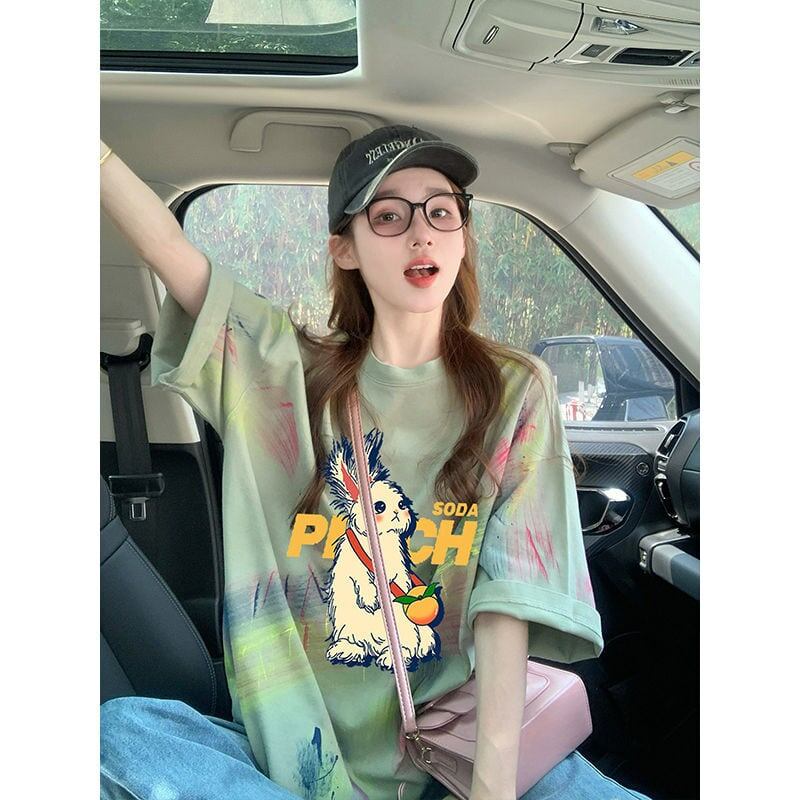 絶対流行 特別デザイン アバンギャルド プリント 半袖Tシャツ＜S-8598＞