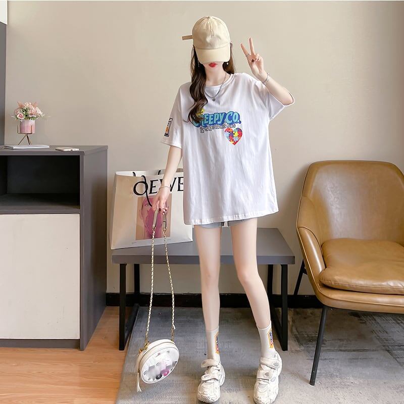 デザイン感 切り替え チャーミング プリント Tシャツ カットソー＜S-3409＞