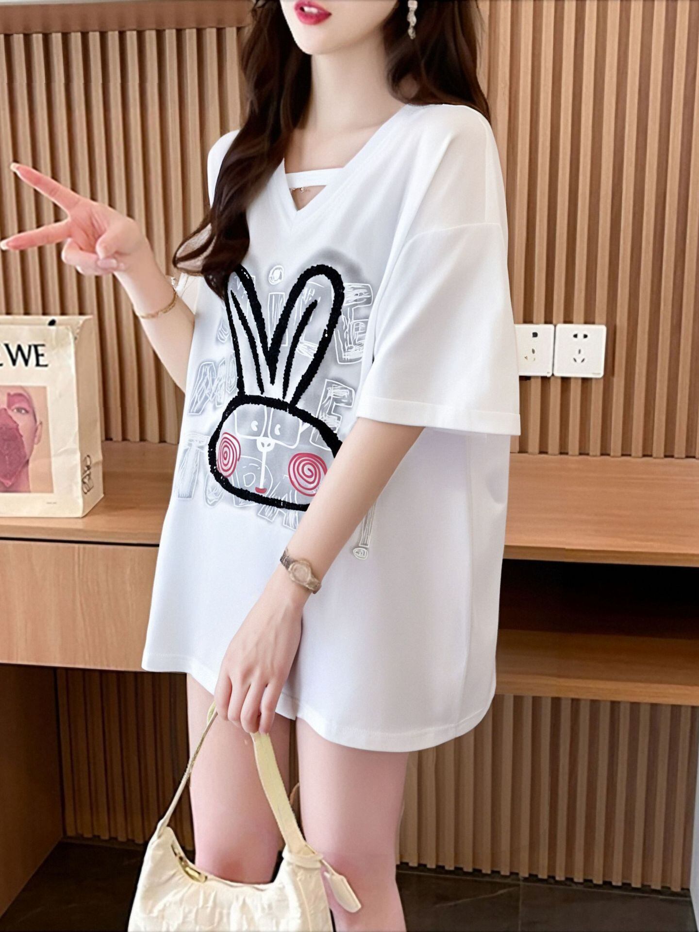 キュート 好感度UP 海外トレンド カジュアル 全4色 半袖 Tシャツ ＜S-11097＞