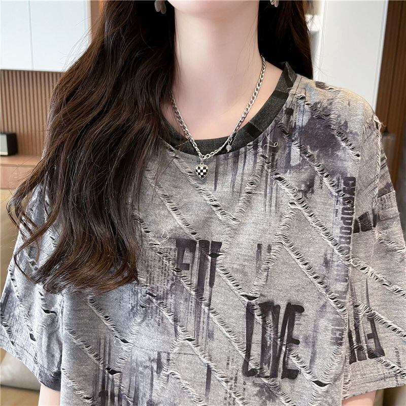 話題沸騰中 カジュアル 個性派 プリント ゆったり 半袖Tシャツ＜S-8572＞