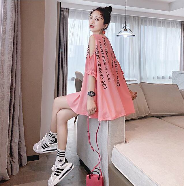 柔らかくて優しい印象 ファッション 美人度アップ プリント 全3色 半袖 Tシャツ <S-9088>