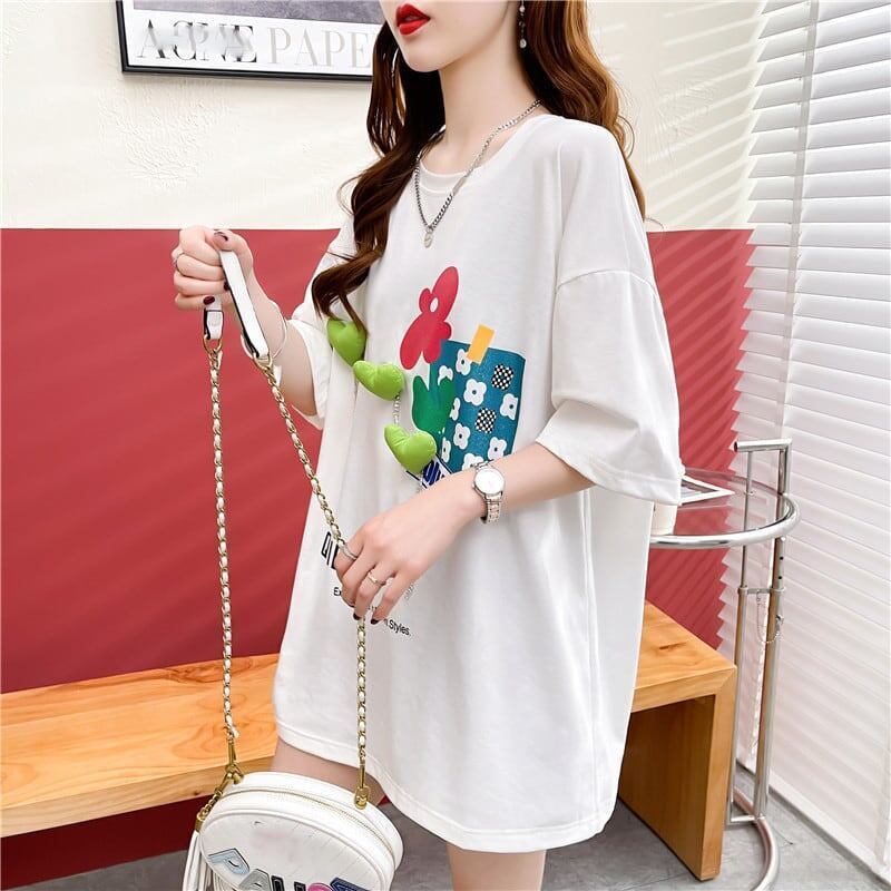 カジュアル プリント 好感度満載 ラウンドネック Tシャツ カットソー＜S-3118＞