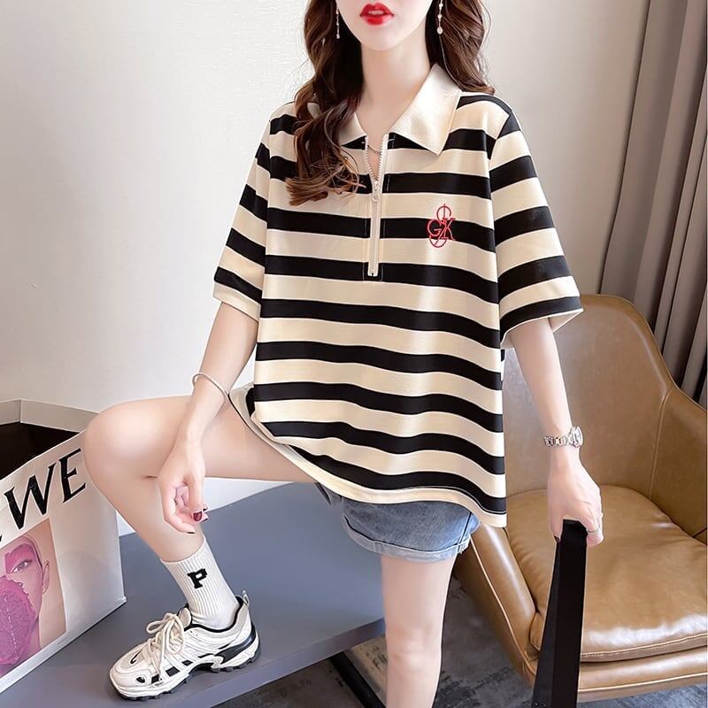 オシャレ度満点 切り替え カジュアル プリント Tシャツ カットソー＜S-3588＞