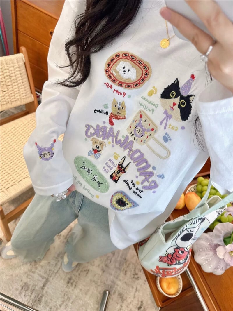 新商品 大人可愛い 求めてたデザイン 肌触り抜群 プリント 5色選択 Tシャツ<S-9369>
