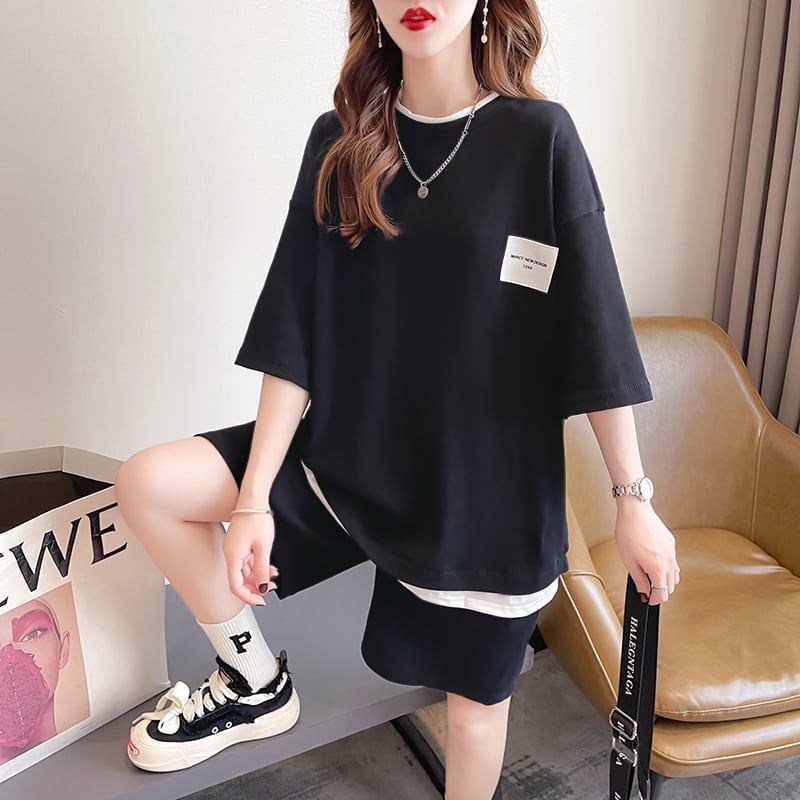 カジュアル 切り替え オシャレ度満点 Tシャツ＋ショートパンツ セットアップ＜S-3554＞