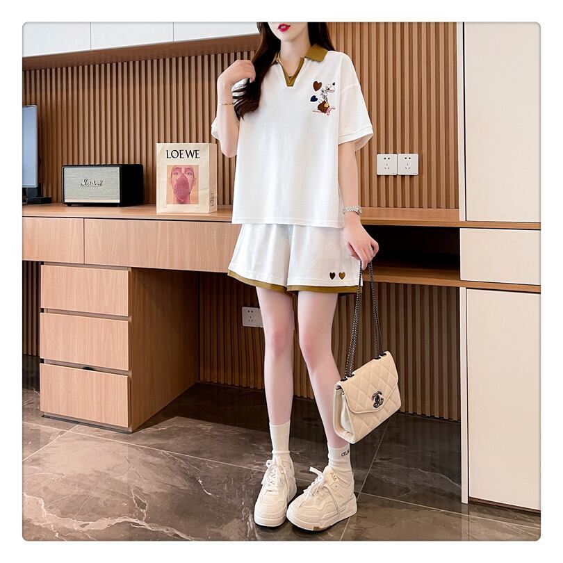 定番シンプル 切り替え カジュアル 半袖Ｔシャツⅹパンツセット全3色 <S-8267>