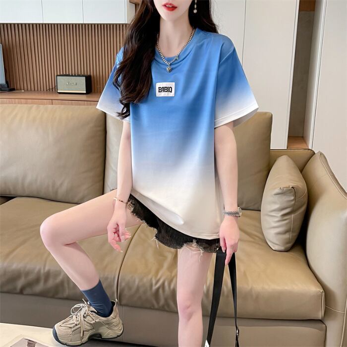 新商品 カジュアル グラデーション プリント 全3色 半袖Tシャツ<S-9214>