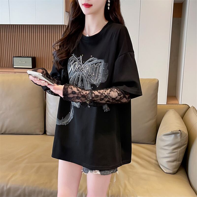 話題沸騰中 レイヤード風 美人度アップ ルーズ Tシャツ ＜S-8707＞