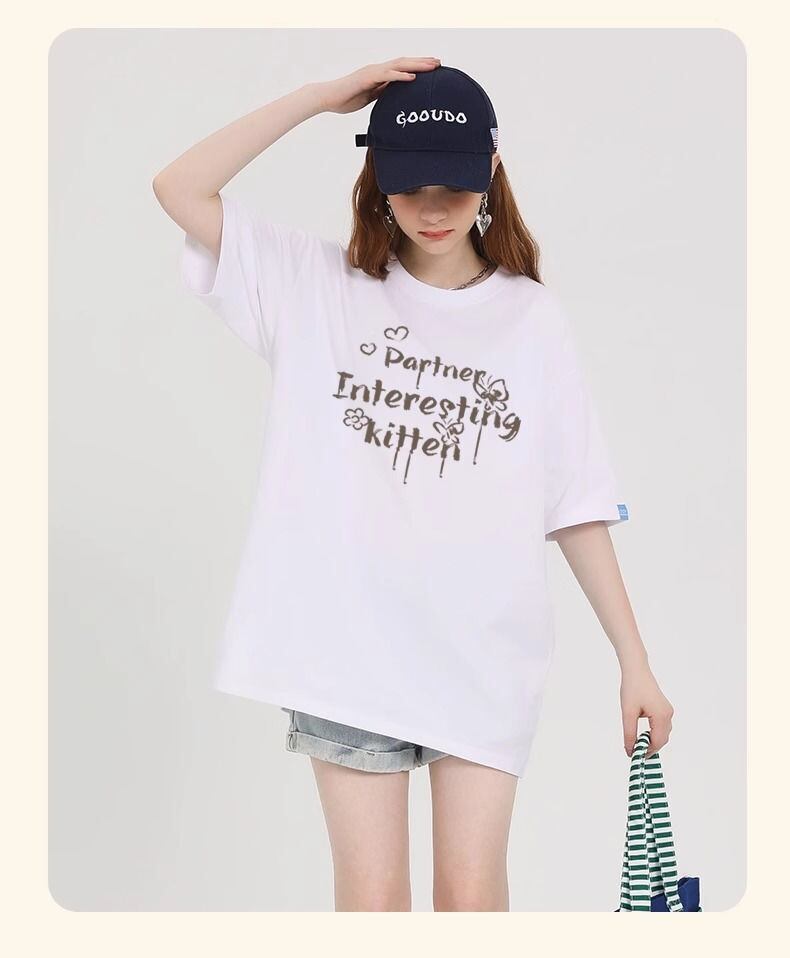 おすすめ 感満々 柔らかくて優しい印象 タイルアップ プリント 4色選択 半袖Tシャツ＜S-9317＞