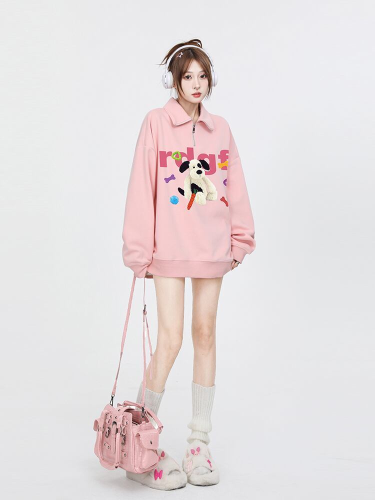 【裹起毛】好感度UP sweet系可愛い オシャレデザイン パーカー<S-10334>