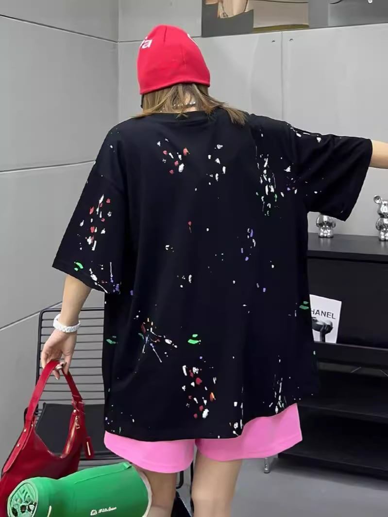 早い者勝ち キュート ファッション ルーズ 落書き風 プリント半袖Tシャツ 全3色<S-4913>