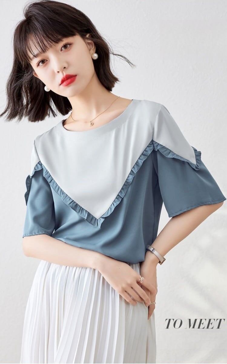 【半額！期間限定！！】 ファッション 定番シンプル 上質 シフォン 半袖<S-6595>