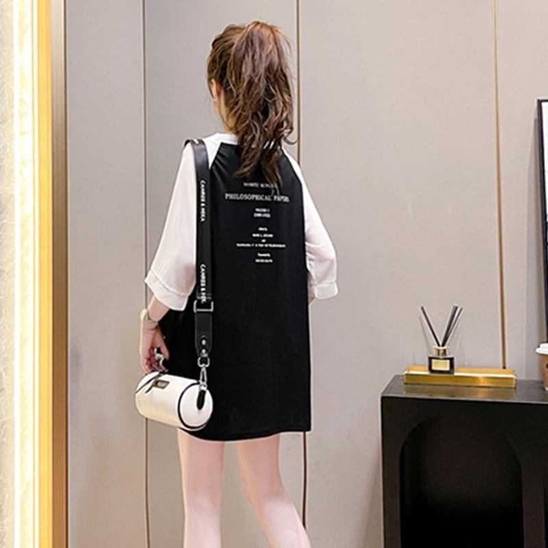 好感度満載 切り替え 美感いっぱい プリント Tシャツ カットソー＜S-3479＞