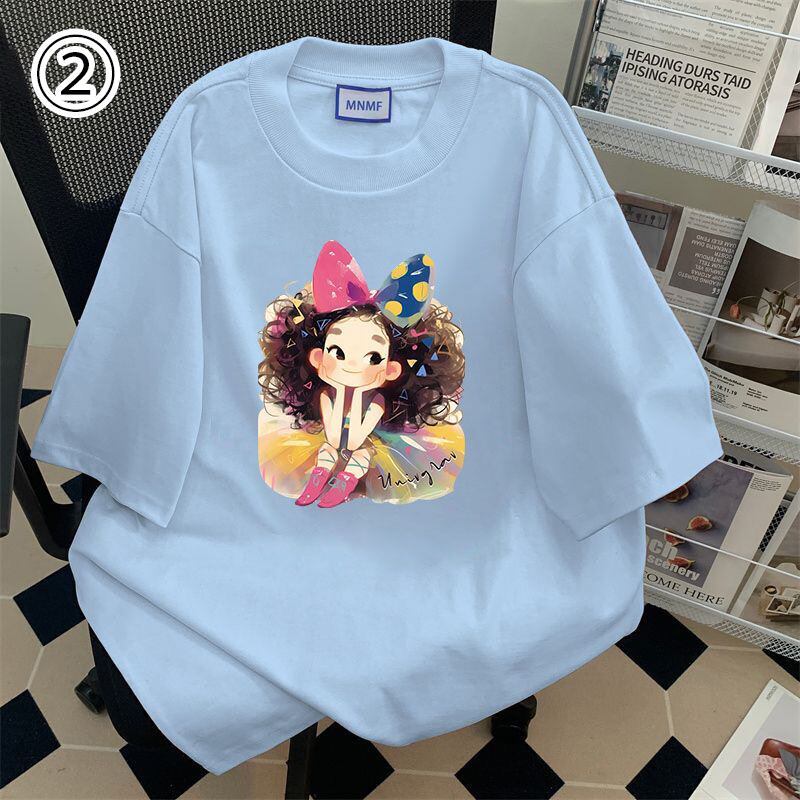 大人可愛い カジュアル 定番シンプル プリント 6種選択可 半袖Tシャツ<S-8906>