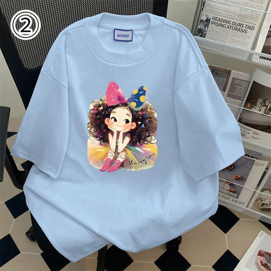 大人可愛い カジュアル 定番シンプル プリント 6種選択可 半袖Tシャツ<S-8906>